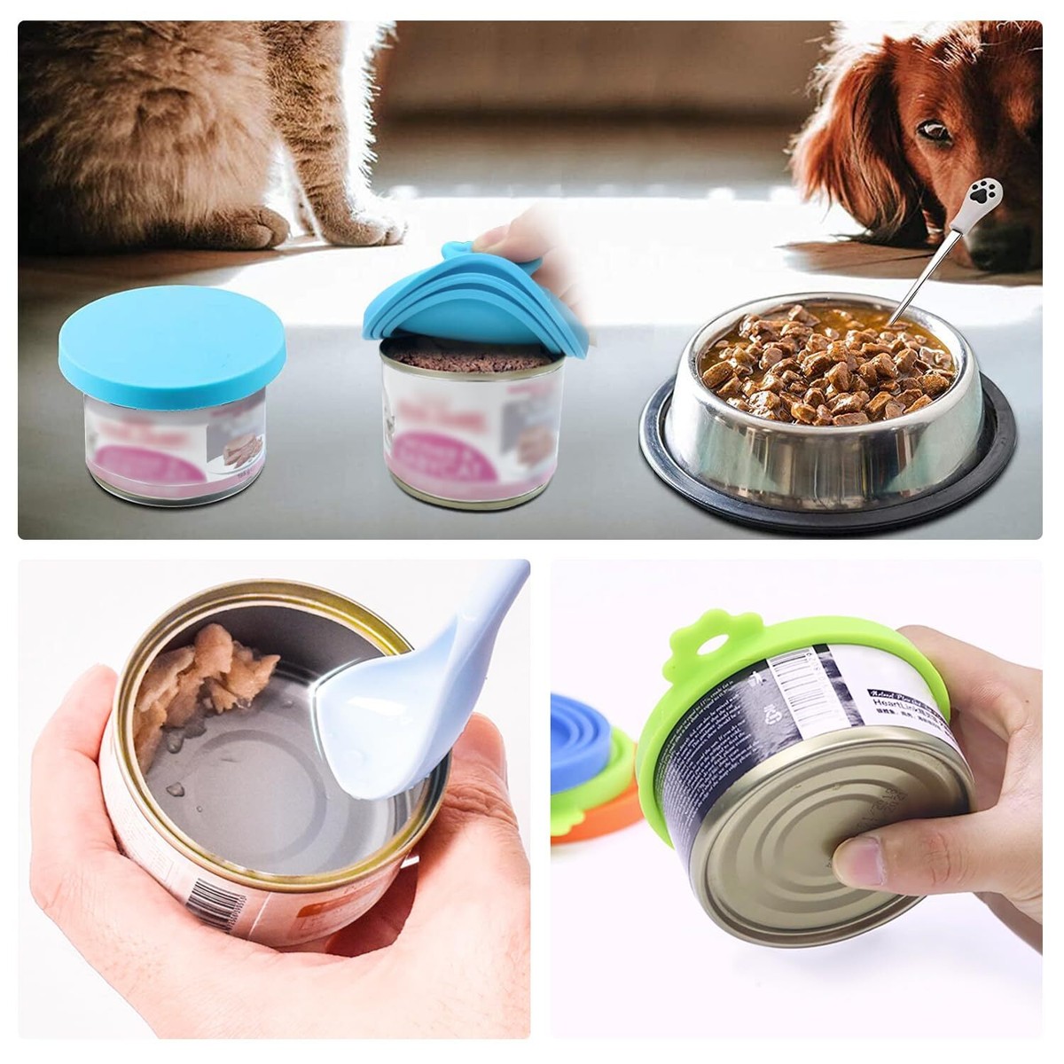 Sellado Comida Mascotas SLSON 4 Tapas De Silicona Para Latas De Mascotas - Sellado Hermético Accesorio Almacenamiento Comida