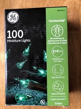 GE 100ct CONSTANTON mini Christmas string Lights G.E. GREEN wire birthday NEW