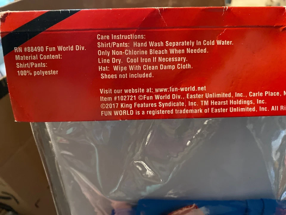 TOTALMENTE NUEVO Disfraz Popeye Niño Pequeño Talla 3T-4T Grande Niño Divertido Mundo 7 piezas Conjunto Foto 3 de 4