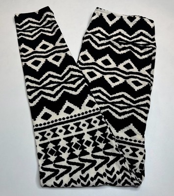 NEW LuLaRoe OS Legging BLACK WHITE Ethnic TRIBAL Line Tattoo Abstract Art Stripe