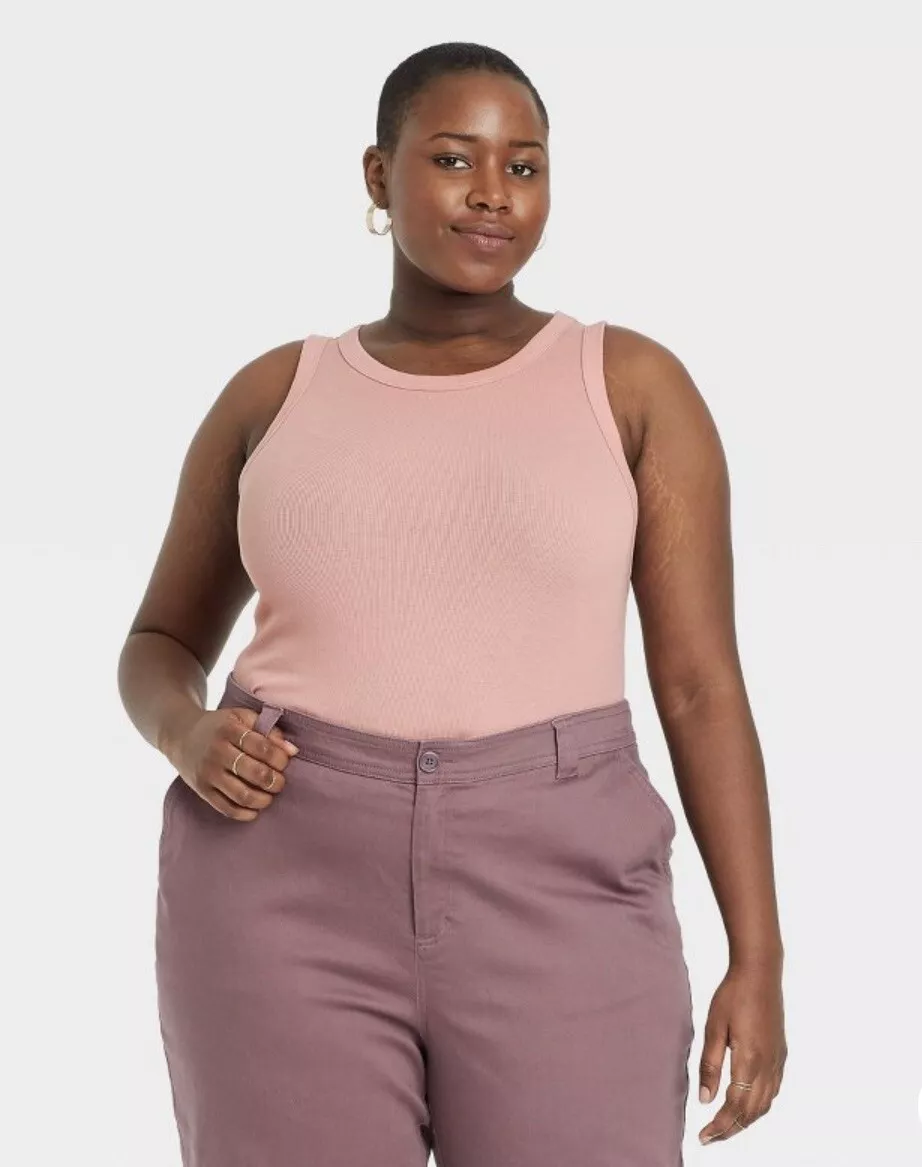 Women's Plus Size Slim Fit Rib Layer Tank Top A New Day Light Purple, Size  1x