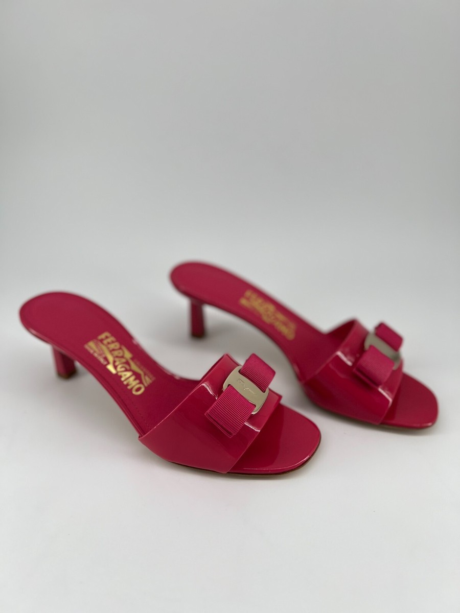 Ferragamo Glo Viva Bow 60mm Pink Mules | eBay