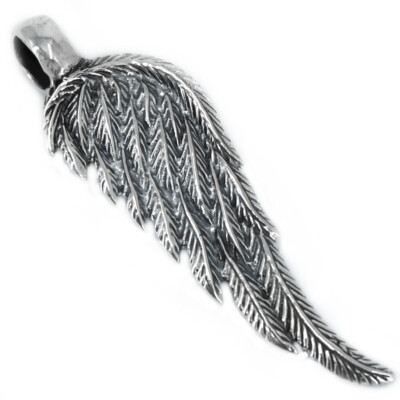 7g Kunsthandwerk 2-seitig detailliert Engel Adler Vogel Feder 925 Sterling Silber Anhänger