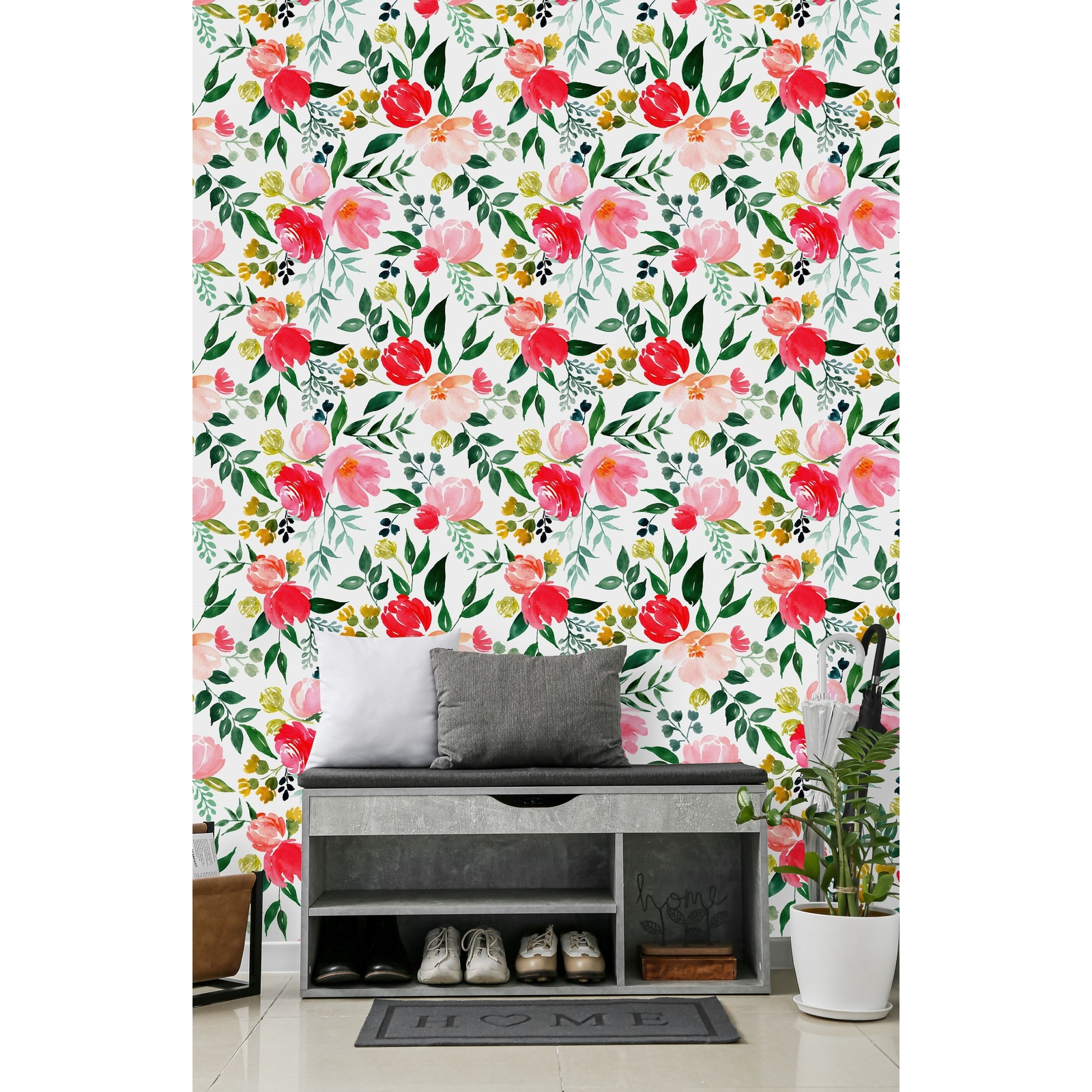 Watercolor Red Flowers Wallpaper PrePasted 25"W x 225"H eBay