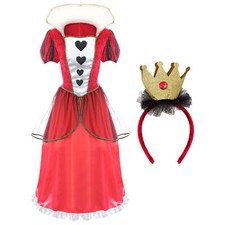 LADIES QUEEN OF HEARTS FANCY DRESS COSTUME ALICE WONDER LAND WORLD BOOK DAY