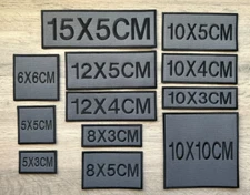 Embroidery Personalised Name Badges Patch Various Sizes Sew On Back Grey Black