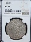 1883 S Morgan Silver Dollar - NGC Certified AU50