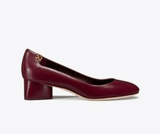 NIB Tory Burch Elizabeth 40MM Round Toe Leather Pump Cordovan Red Sz 10 298