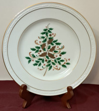 LOT OF 5 NORITAKE LOCKLEIGH WHITE SCAPES HOLIDAY PORCELAIN LUNCHEON PLATES 8.5"