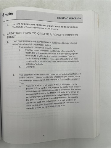 Barbri Bar Exam Review Lecture Handouts for California July 2019 - Feb 2020 - Picture 5 of 15