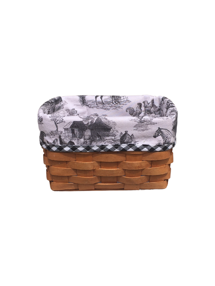 RECIPE LINER for Longaberger Basket FarmhouseToile w/black and white check Trim