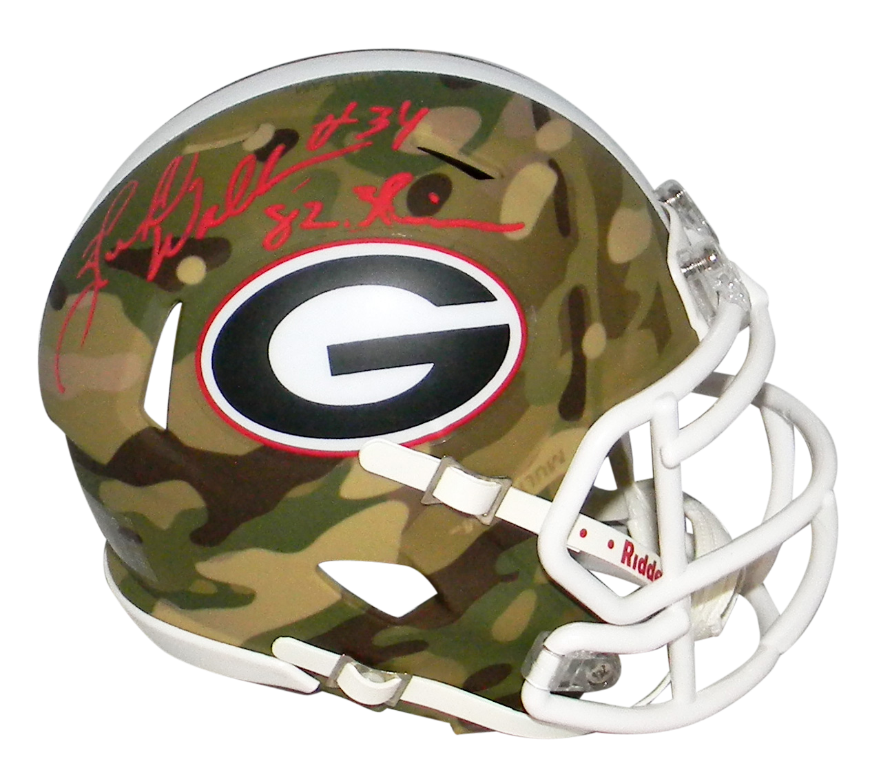 Herschel Walker Autographed Signed Georgia Bulldogs CAMO SPEED MINI HELMET W/ 82 HEISMAN 