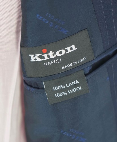 $10,000 KITON - "DIAMANTE BLUE" Iconic Chalk Stripe Navy Suit 2-3 Roll Lapel - 4 - Picture 9 of 12