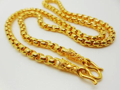 Chain 22K 23K 24K THAI BAHT YELLOW GOLD GP Necklace 20 Inch 5 mm Jewelry