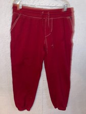 True Religion Men's Big T Jogger Sweatpants Red Fleece sz L Inseam 25" Pocket