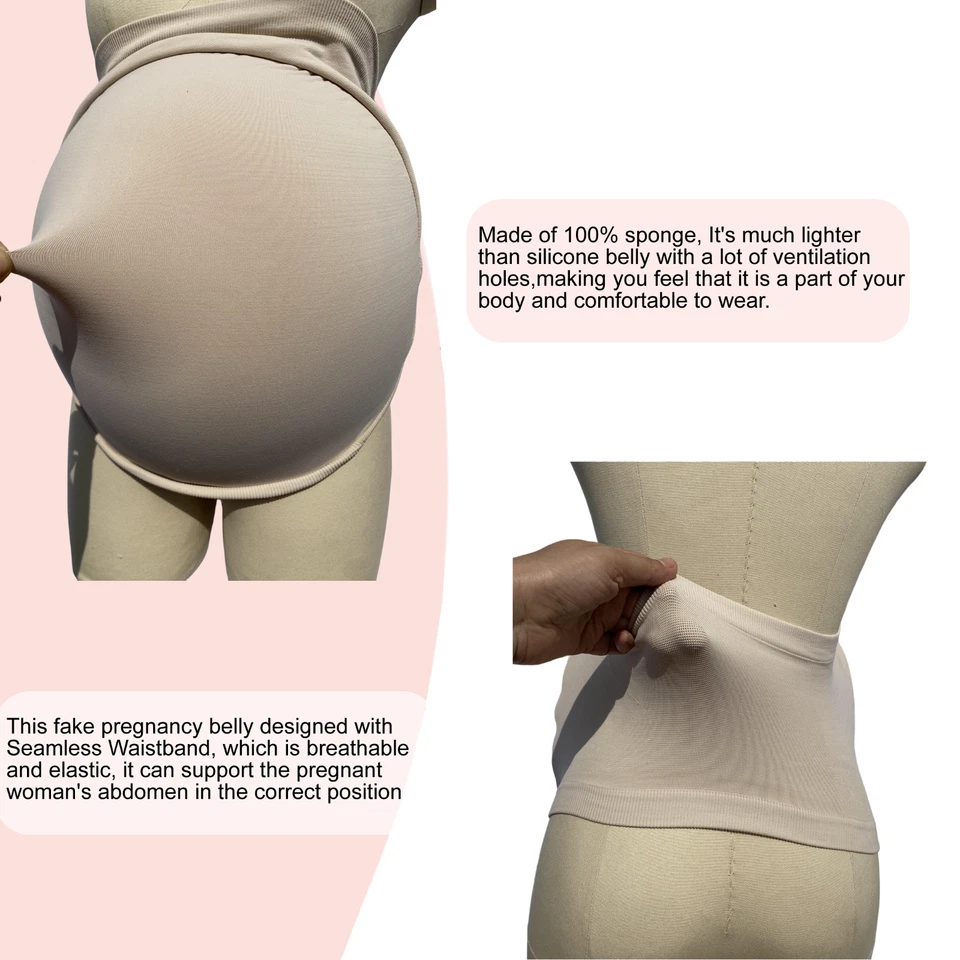 BIMEI New Seamless Fake Pregnancy Sponge Belly with Seamless Waistband Cosplay - Image 3 of 4