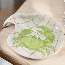 Ernestine Salerno Italian Pottery Crab Folded Majolica Dish Serving Plate READ