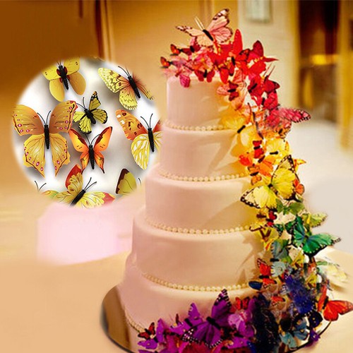 12pc 3D Schmetterling Magnet Wandaufkleber Bunt Kühlschrank Heim Party Deko Bl ↓