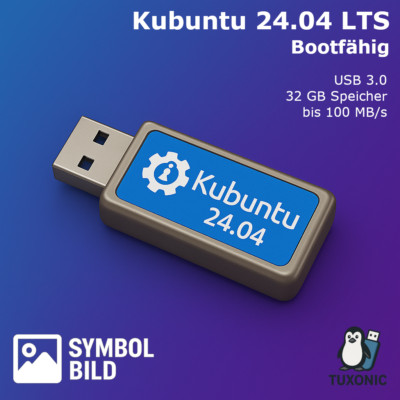Kubuntu 24.04 LTS USB Stick 32GB   USB 3.0   Bootfähig   100MB/s