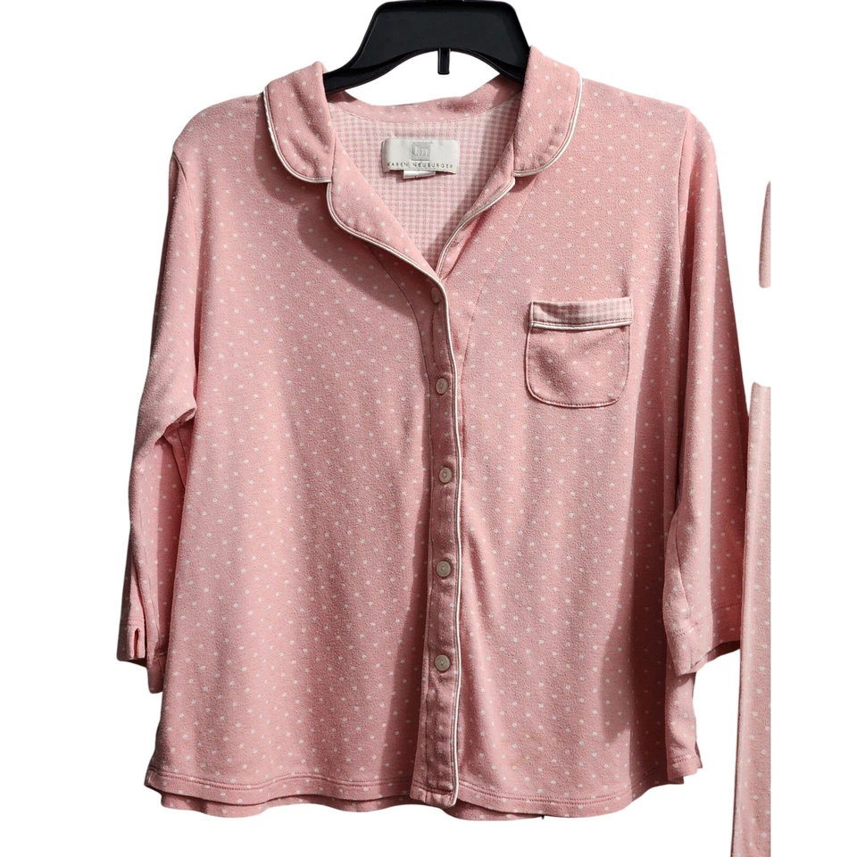 Karen Neuburger Pijama Top e Inferior Ropa de Dormir Ropa de Salón Rosa Lunares Foto 2 de 4