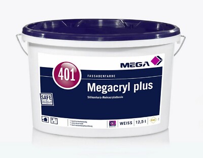 MEGA 401 Megacryl plus Dispersions Fassadenfarbe Silikonharz Reinacrylat 12,5 L