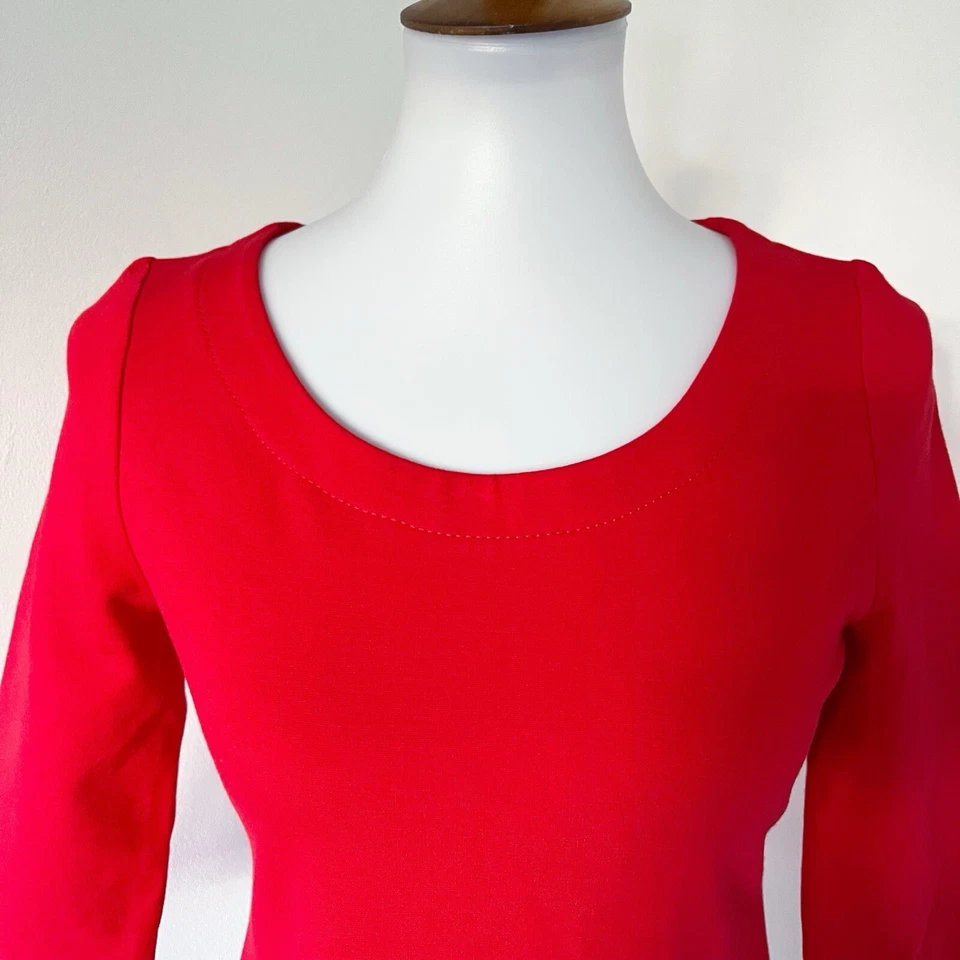 Vestido de trabalho Kate Spade tamanho XS feminino vermelho preto embolsado malha turno carreira oficial - Imagem 3 de 4