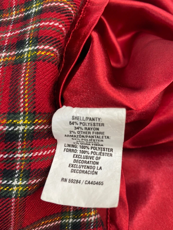 The Childrens Place Girls Sz 4 Christmas Dress Party Holiday Red Black Plaid - Image 4 of 4