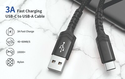 Flexible Data Fast Charging Cord Sync Charger Long Cable for Xiaomi Phones BLACK