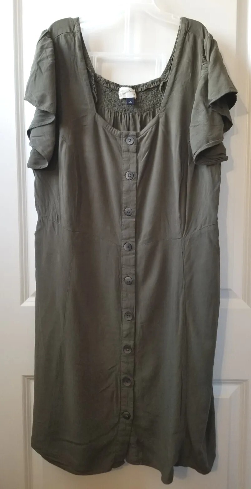 Universal Thread Green Button Front Midi Dress Wo… - image 1