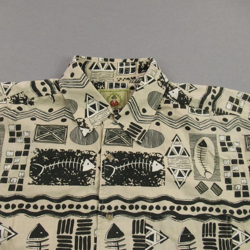 Joe Marlin Shirt Mens Medium Short Sleeve Button Front Hawaiian Fish Beach - Image 2 of 4