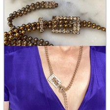 Rhinestone VTG Metal gold tone Belt or necklace Women Sz S M L Retro free size