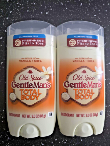 Lot of 2: Old Spice GentleMan's Total Body Vanilla + Shea Aluminum Free Deo