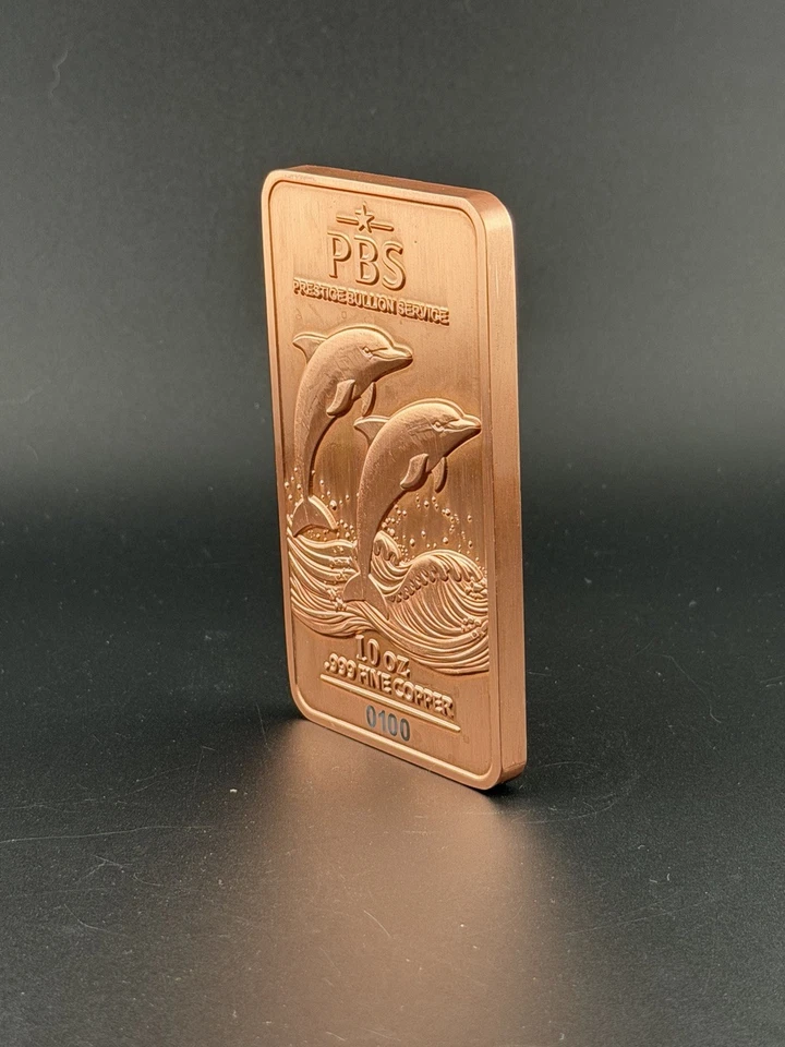 10 oz Kupferbarren .999 First Edition limitiert 100 Stück Delfin Seriennummer - Bild 3 von 4