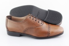 Men's SALVATORE FERRAGAMO 'Riley' Brown Leather Cap Toe Oxfords Size US 8 - D