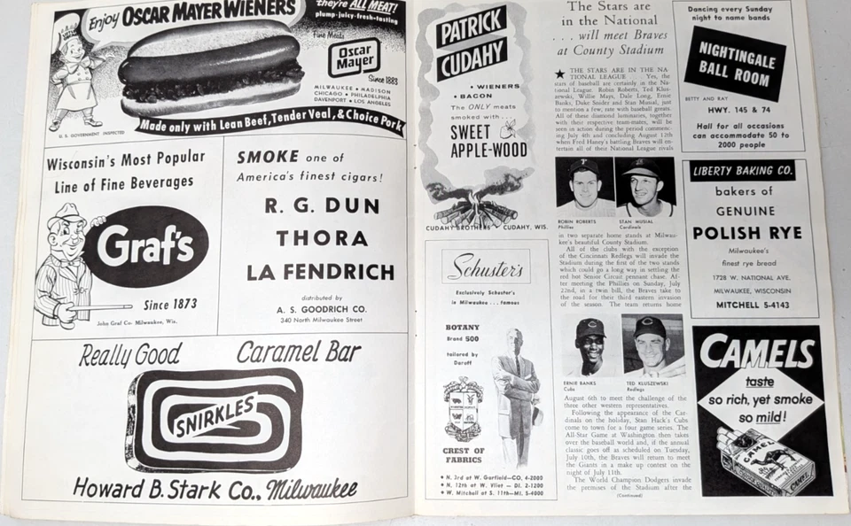 Vintage 1956 Milwaukee Braves vs Chicago Cubs MLB Baseball Score Card Program - Image 4 of 4