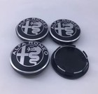 4 x Alfa Romeo 50mm Black Silver Alloy Wheel Centre Caps Emblems 50539905