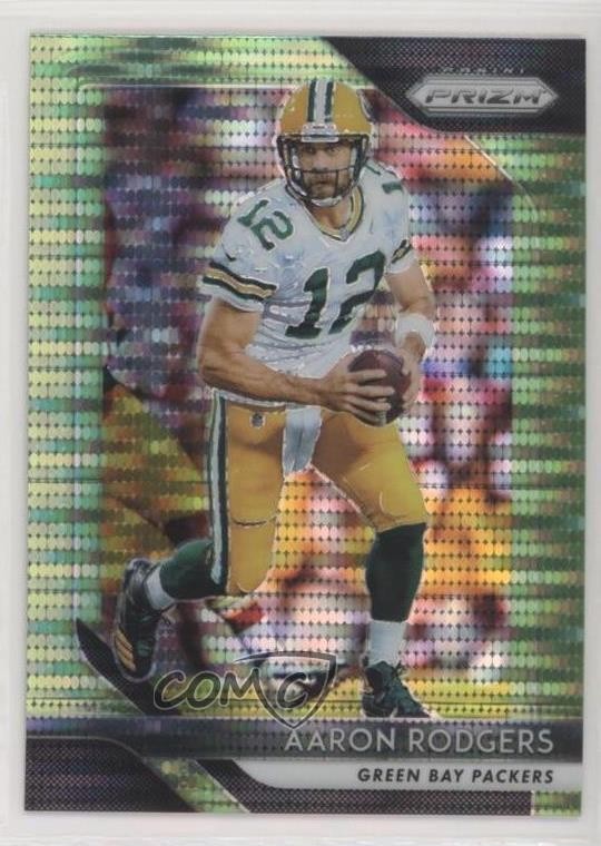 2018 Panini Prizm Neon Green Pulsar Prizm Aaron Rodgers #127 0h32