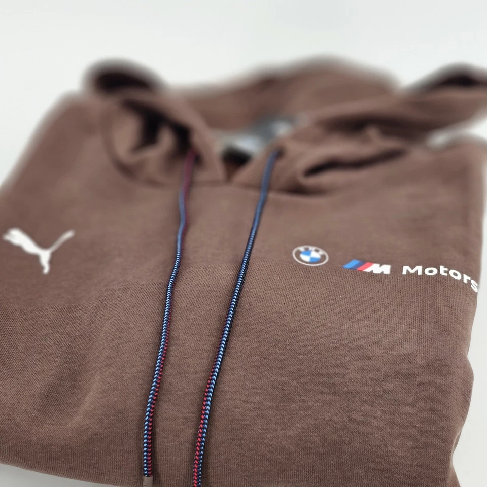 Sudadera con capucha polar Puma BMW Motorsport Essential Plus para hombre GRANDE L marrón NUEVA Foto 2 de 4