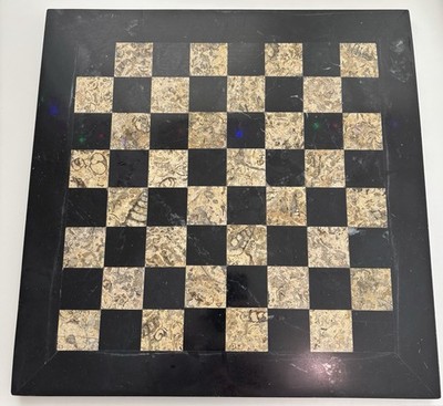 Handmade Black And Coral Marble Chess / Checkers Board 14.75 