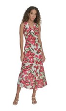 Calvin Klein Floral Sleeveless Maxi Dress Size 6 Pink White MSRP $134 Party