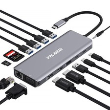 USB C Laptop Docking Station, 14 in 1 Type C Hub Multiport Adapter Dongle wit...
