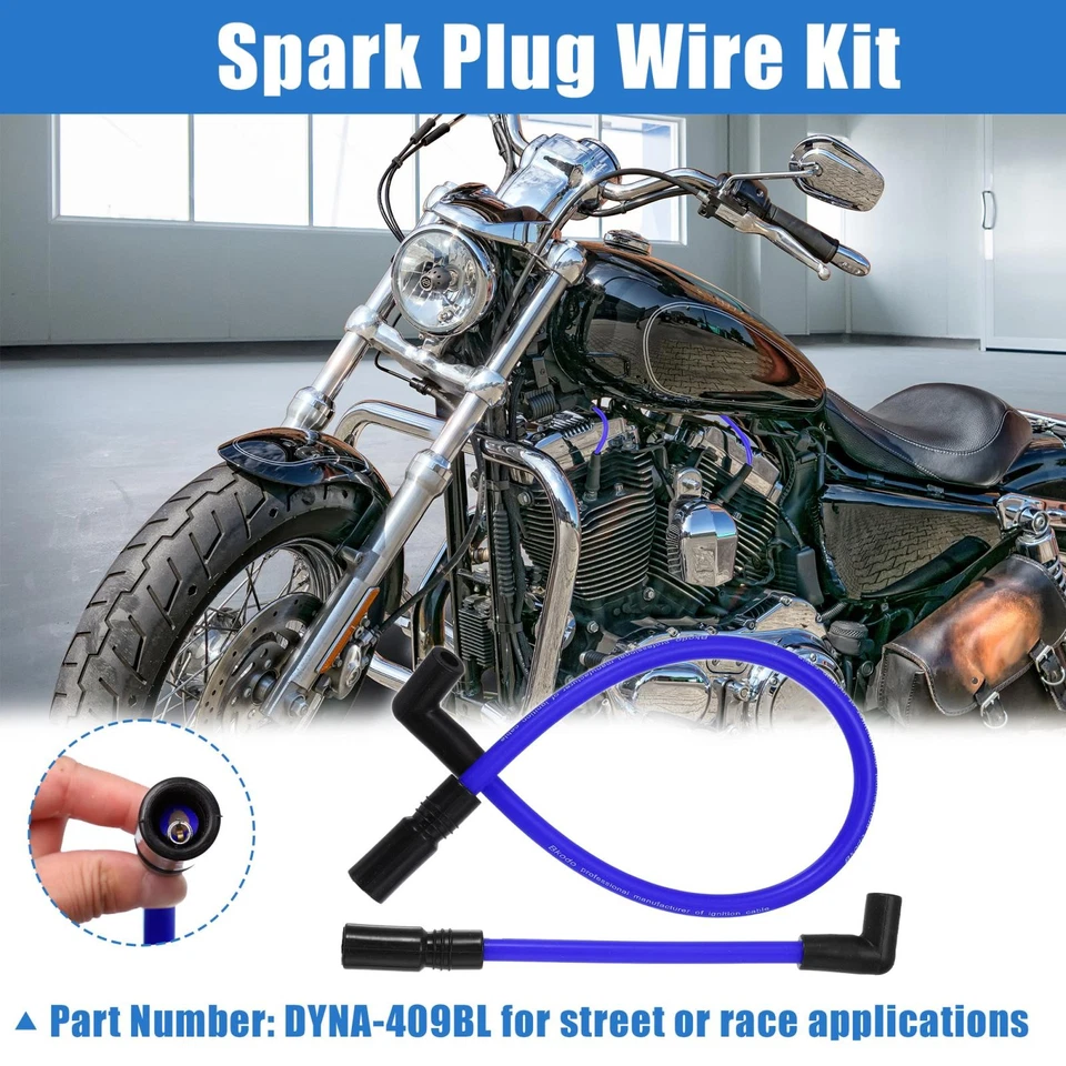 Kit de cables de bujía de 10,4 mm 10 mm 2 piezas para Harley Davidson Dyna FXD Softail Foto 2 de 4