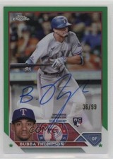 2023 Topps Chrome Rookie Green Refractor 36/99 Bubba Thompson #RA-BTH Auto 2x4
