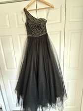 Ellie Wilde Mon Cheri Black One Shoulder Beaded Dress Size 0 Prom/Wedding/Formal
