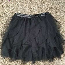Cherokee Black Tutu Skirt Girls 6/6X Sparkly Sequin Waistband Party Ballet Dress