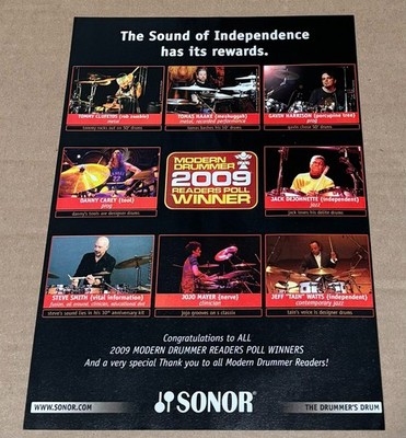 SONOR DRUMS - Danny Carey / Tomas Haake / Gavin Harrison / Mayer - 2009 Print Ad