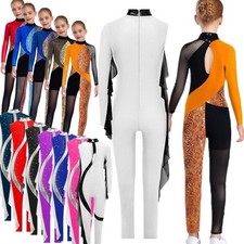 Girls Bodysuit Dance Jumpsuit Sparkly Ballet Leotards Costume Tank Dancewear