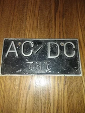 AC/DC TNT ROCK BAND CAST ALUMINUM VINTAGE RARE LICENSE PLATE