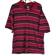 Nike Golf Polo Shirt Mens XL Red Striped Dri-FIT Performance Stretch 487080-638