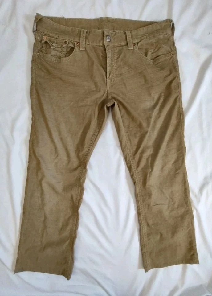 Pantalones Ricky True Religion Jeans Micro Pana Tostado Solapa Bolsillo Para Hombre 38 (42x30) Foto 2 de 4